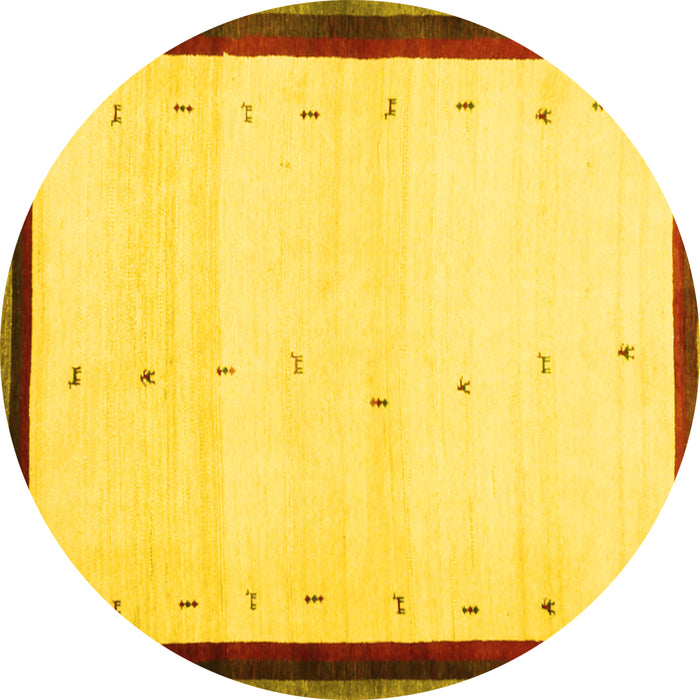 Round Machine Washable Solid Yellow Modern Rug, wshcon1580yw