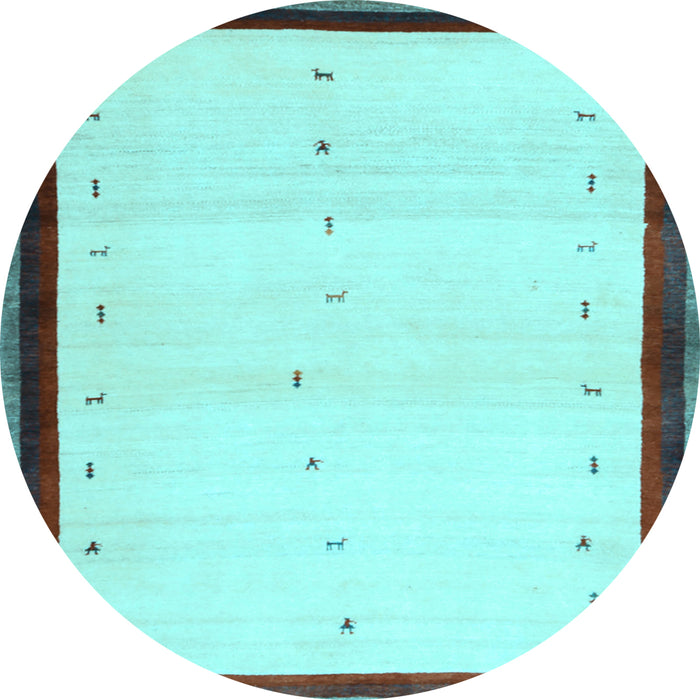 Round Machine Washable Solid Light Blue Modern Rug, wshcon1580lblu