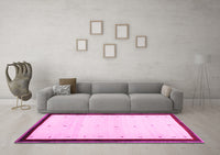 Machine Washable Solid Pink Modern Rug, wshcon1580pnk