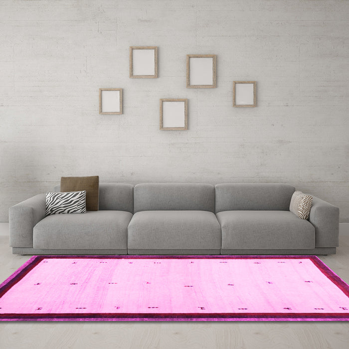 Machine Washable Solid Pink Modern Rug in a Living Room, wshcon1580pnk