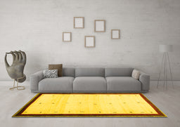 Machine Washable Solid Yellow Modern Rug in a Living Room, wshcon1580yw