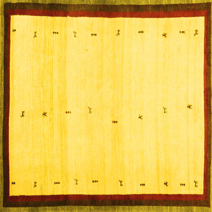 Square Machine Washable Solid Yellow Modern Rug, wshcon1580yw