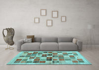 Machine Washable Abstract Light Blue Contemporary Rug, wshcon1581lblu