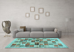 Machine Washable Abstract Light Blue Contemporary Rug in a Living Room, wshcon1581lblu