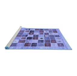 Sideview of Machine Washable Abstract Blue Contemporary Rug, wshcon1581blu