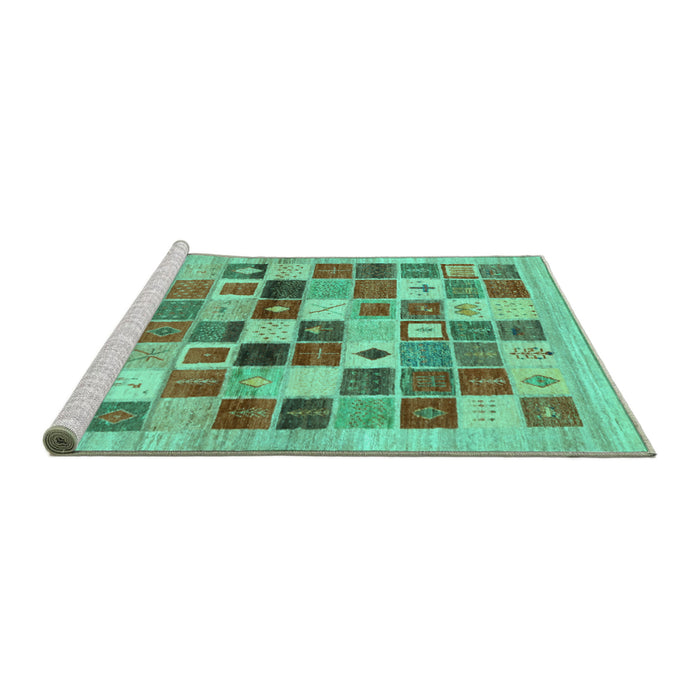Sideview of Machine Washable Abstract Turquoise Contemporary Area Rugs, wshcon1581turq