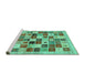 Sideview of Machine Washable Abstract Turquoise Contemporary Area Rugs, wshcon1581turq