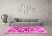 Machine Washable Abstract Pink Contemporary Rug in a Living Room, wshcon1581pnk