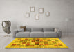 Machine Washable Abstract Yellow Contemporary Rug in a Living Room, wshcon1581yw