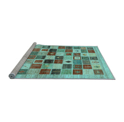 Sideview of Machine Washable Abstract Light Blue Contemporary Rug, wshcon1581lblu