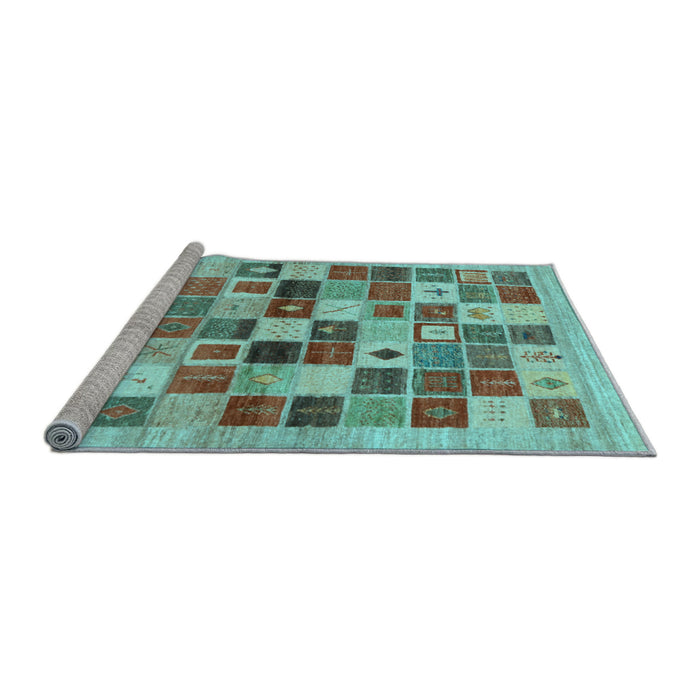 Sideview of Machine Washable Abstract Light Blue Contemporary Rug, wshcon1581lblu