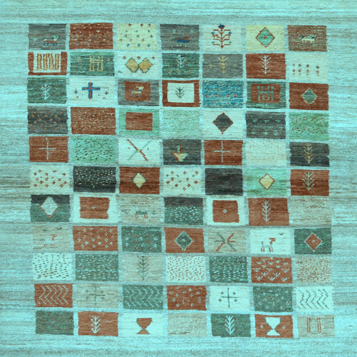 Square Abstract Light Blue Contemporary Rug, con1581lblu