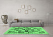 Machine Washable Abstract Emerald Green Contemporary Area Rugs in a Living Room,, wshcon1581emgrn