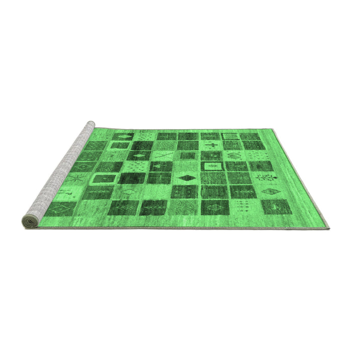 Sideview of Machine Washable Abstract Emerald Green Contemporary Area Rugs, wshcon1581emgrn