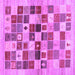 Square Machine Washable Abstract Purple Contemporary Area Rugs, wshcon1581pur