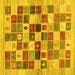 Square Abstract Yellow Contemporary Rug, con1581yw