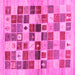 Square Machine Washable Abstract Pink Contemporary Rug, wshcon1581pnk