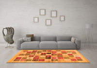 Machine Washable Abstract Orange Contemporary Rug, wshcon1581org