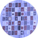 Round Abstract Blue Contemporary Rug, con1581blu