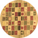 Round Abstract Brown Contemporary Rug, con1581brn