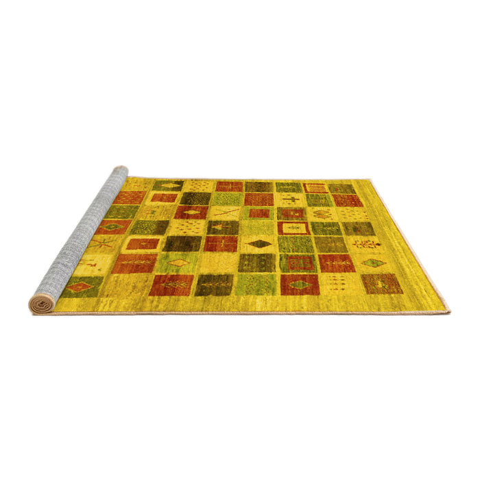 Sideview of Machine Washable Abstract Yellow Contemporary Rug, wshcon1581yw
