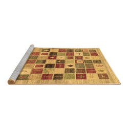 Sideview of Machine Washable Abstract Brown Contemporary Rug, wshcon1581brn