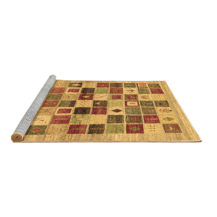 Sideview of Machine Washable Abstract Brown Contemporary Rug, wshcon1581brn