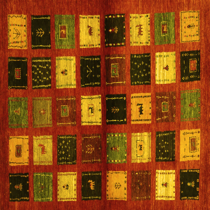 Square Machine Washable Abstract Yellow Contemporary Rug, wshcon1582yw