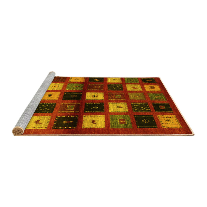 Sideview of Machine Washable Abstract Yellow Contemporary Rug, wshcon1582yw