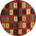 Round Machine Washable Abstract Brown Contemporary Rug, wshcon1582brn