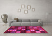 Machine Washable Abstract Pink Contemporary Rug in a Living Room, wshcon1582pnk