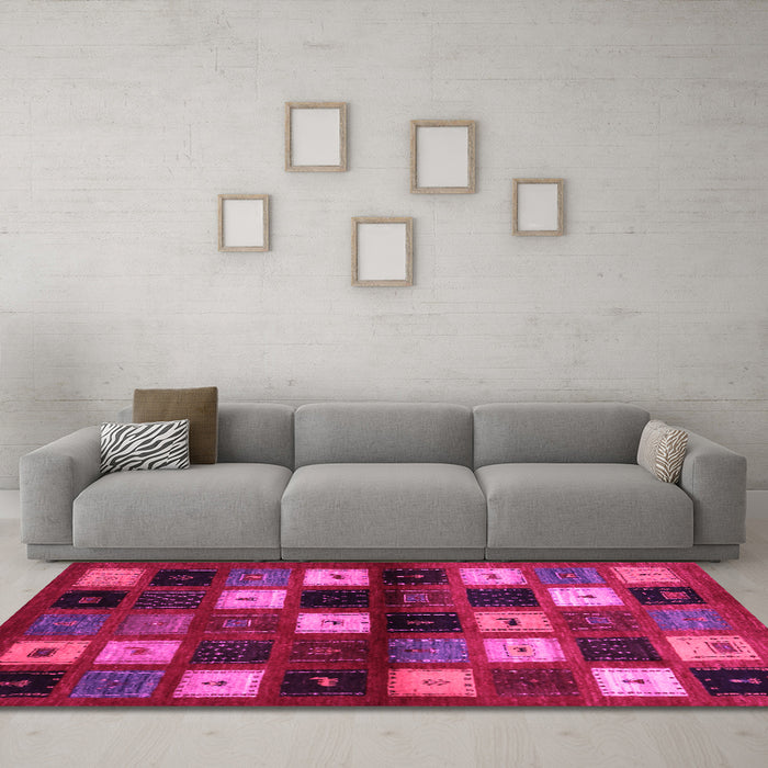 Machine Washable Abstract Pink Contemporary Rug in a Living Room, wshcon1582pnk