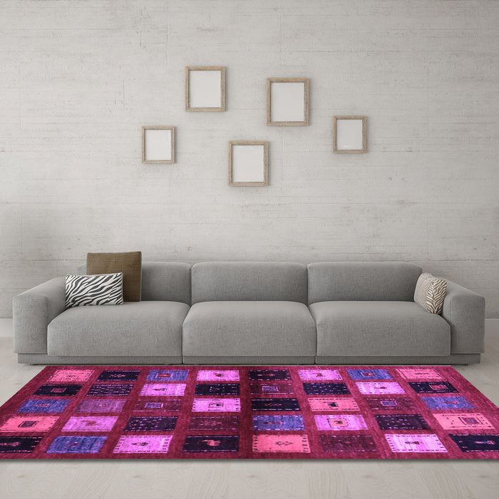 Machine Washable Abstract Purple Contemporary Area Rugs in a Living Room, wshcon1582pur