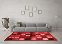 Machine Washable Abstract Red Contemporary Rug, wshcon1582red