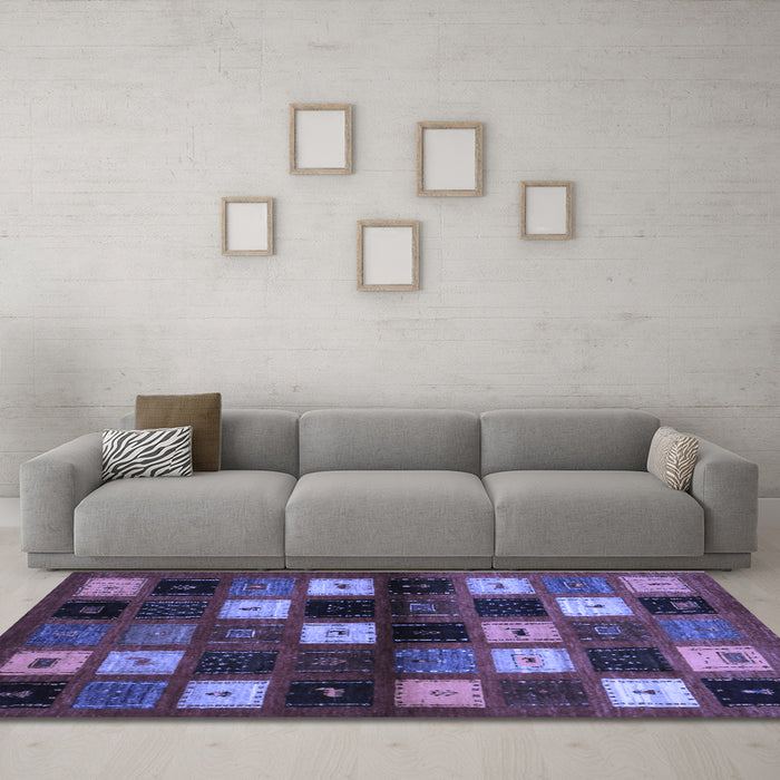 Machine Washable Abstract Blue Contemporary Rug in a Living Room, wshcon1582blu