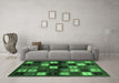 Machine Washable Abstract Emerald Green Contemporary Area Rugs in a Living Room,, wshcon1582emgrn