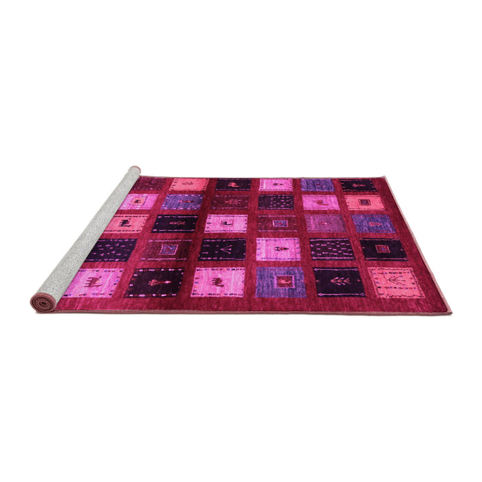 Sideview of Machine Washable Abstract Pink Contemporary Rug, wshcon1582pnk