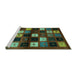 Sideview of Machine Washable Abstract Turquoise Contemporary Area Rugs, wshcon1582turq