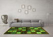 Machine Washable Abstract Green Contemporary Area Rugs in a Living Room,, wshcon1582grn