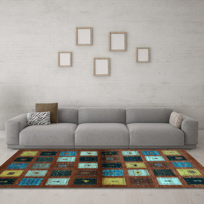 Machine Washable Abstract Light Blue Contemporary Rug in a Living Room, wshcon1582lblu