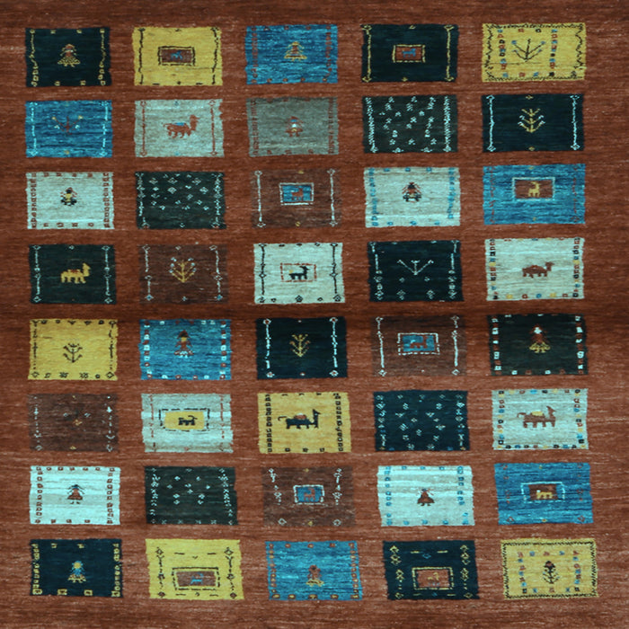 Square Abstract Light Blue Contemporary Rug, con1582lblu