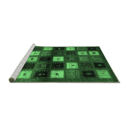 Sideview of Machine Washable Abstract Emerald Green Contemporary Area Rugs, wshcon1582emgrn