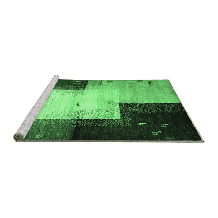 Sideview of Machine Washable Abstract Emerald Green Contemporary Area Rugs, wshcon1583emgrn