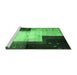 Sideview of Machine Washable Abstract Emerald Green Contemporary Area Rugs, wshcon1583emgrn