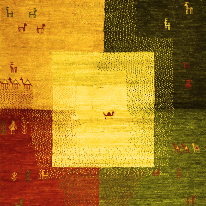 Machine Washable Abstract Yellow Contemporary Rug, wshcon1583yw