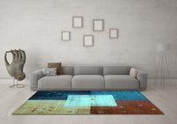 Machine Washable Abstract Light Blue Contemporary Rug, wshcon1583lblu