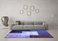 Machine Washable Abstract Blue Contemporary Rug, wshcon1583blu