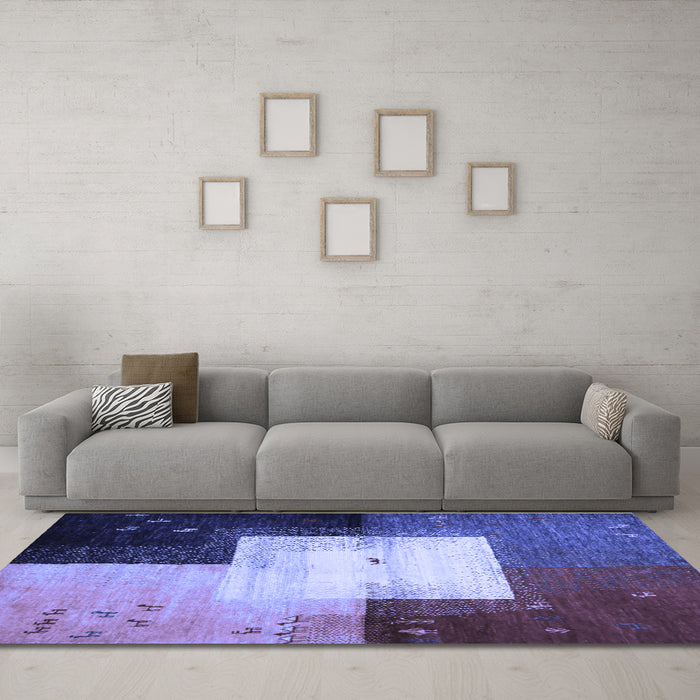 Machine Washable Abstract Blue Contemporary Rug in a Living Room, wshcon1583blu