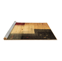 Sideview of Machine Washable Abstract Brown Contemporary Rug, wshcon1583brn