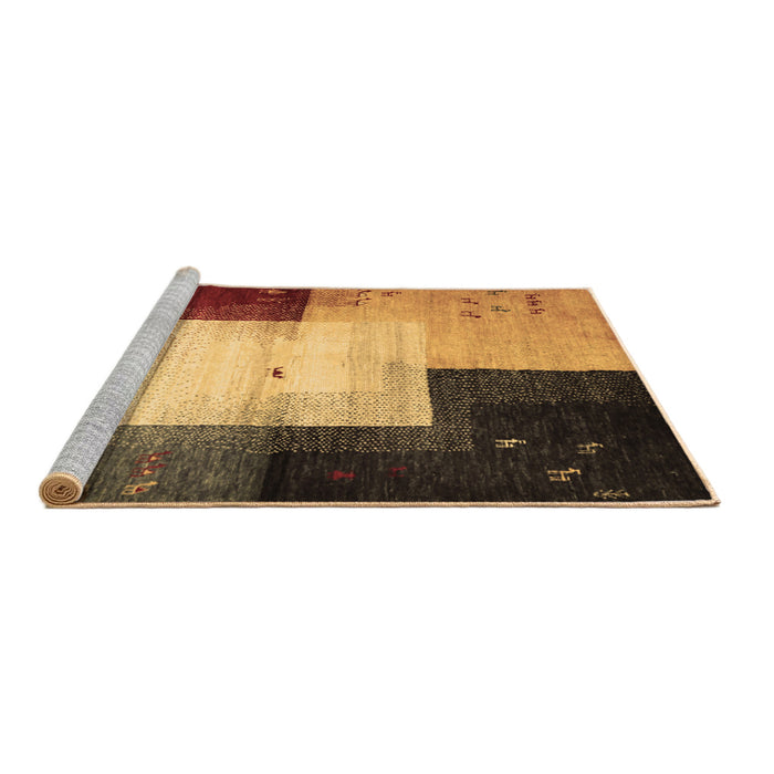 Sideview of Machine Washable Abstract Brown Contemporary Rug, wshcon1583brn